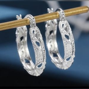 NWT Silver Textured Hoop Earrings